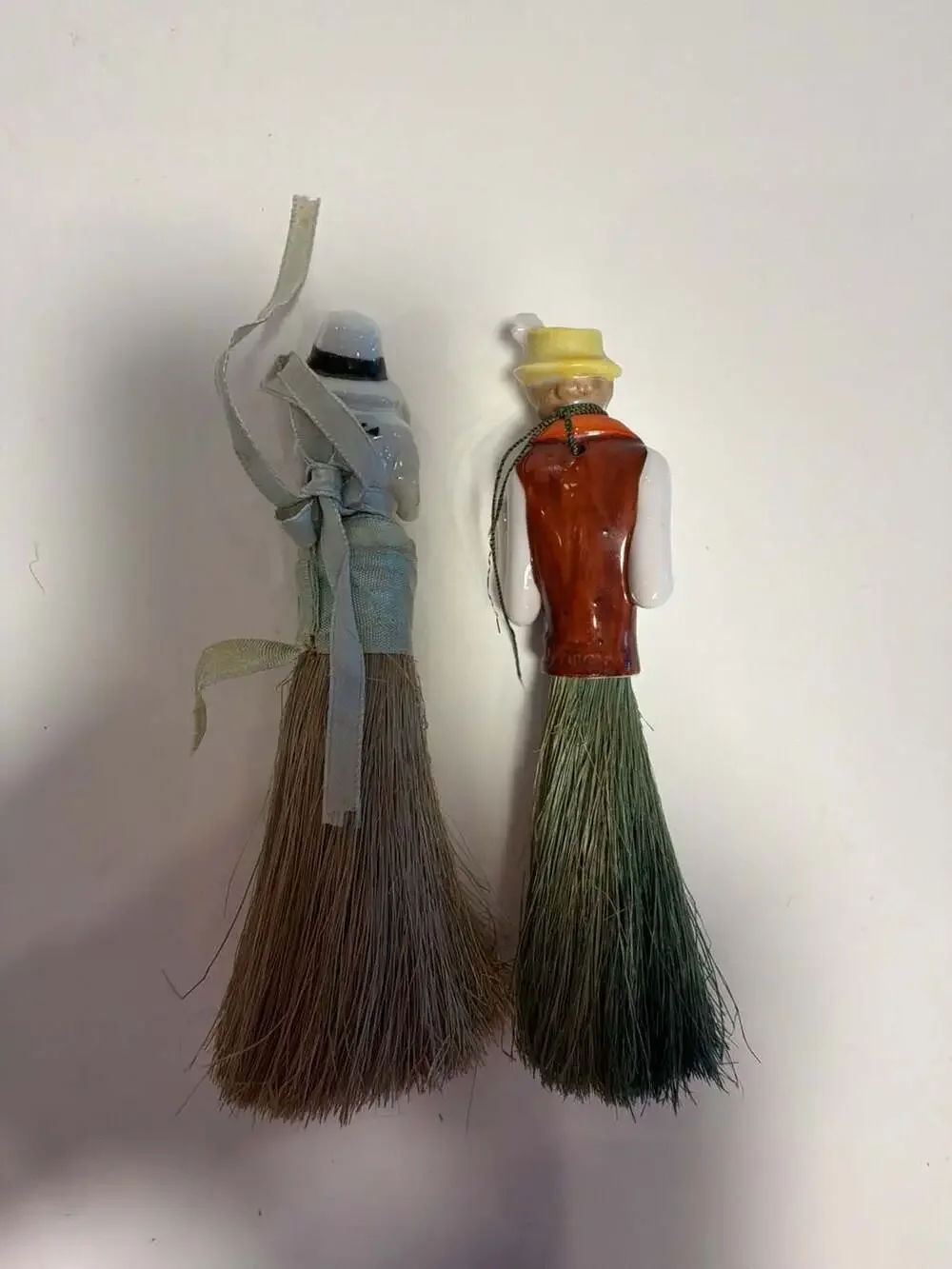 Vintage Porcelain Half Doll Vanity Whisk Broom Set